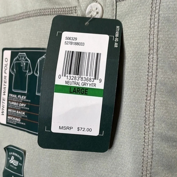 Bass Men's NEW With Tags Whitewater Polo Shirt Heather Gray Size Large‎ (L) - Picture 7 of 10